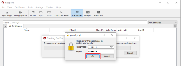 PGP Enter Passphrase The PGP enter passphrase window.