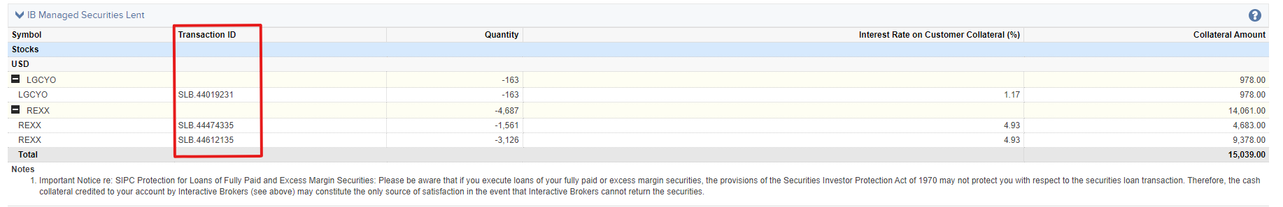 The SFTR Reporting transaction ID. 
