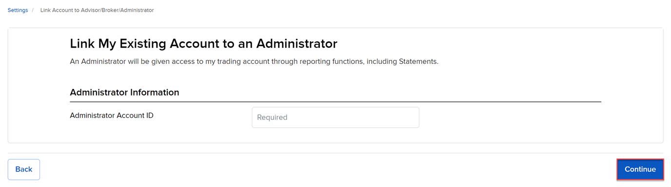 The administrator information panel in org. portal. 