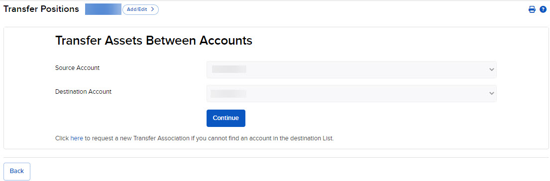 Image of the transfer assets between accounts panel in portal. 