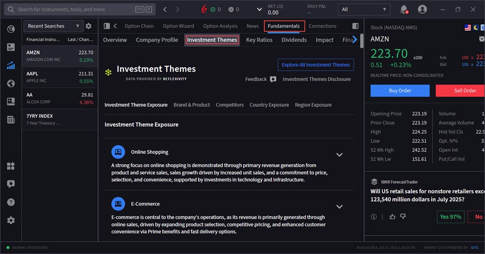 Themes Tab in IBKR Desktop