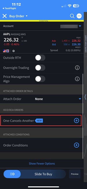 The IBKR iOS Mobile Order Cancels Another screen