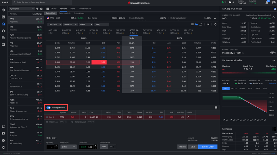 Strategy Builder Drawer in IBKR Desktop