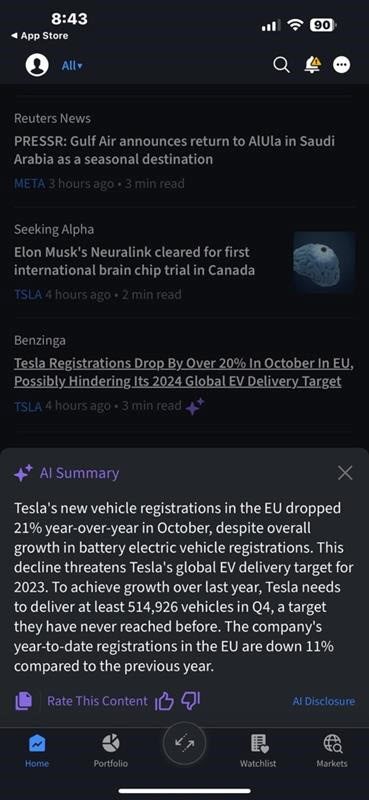The IBKR iOS Mobile News Summaries Screen