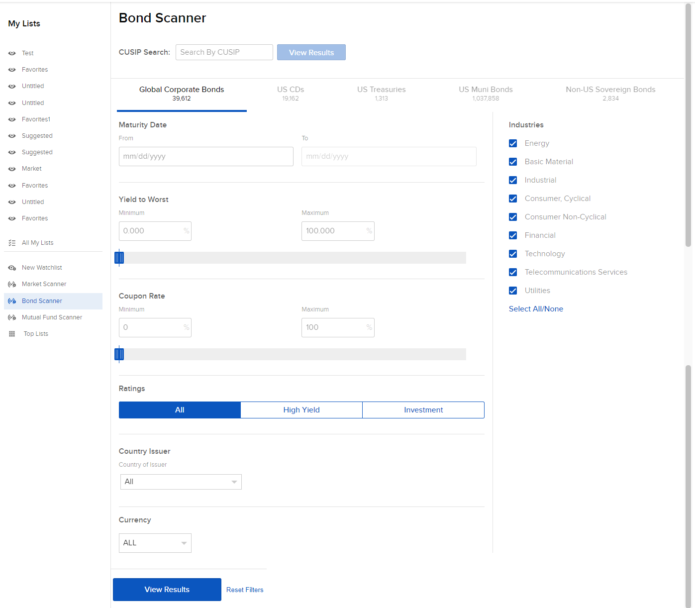 Image of the bond scanner panel in Portal. 