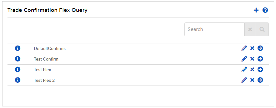 Image of the trade confirmation flex query panel in Portal. 