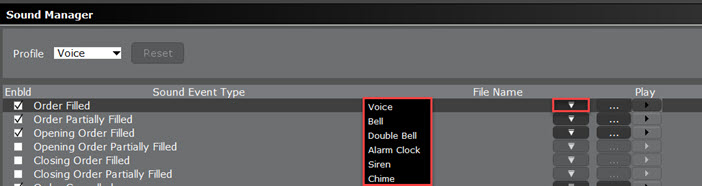 Configure the Sound Manager in TWS. 