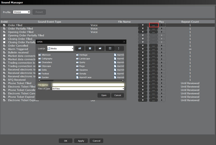 Configure the Sound Manager and define a path in TWS. 