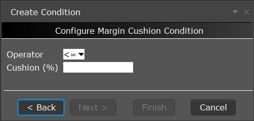 The create condition configure margin cushion condition in TWS. 