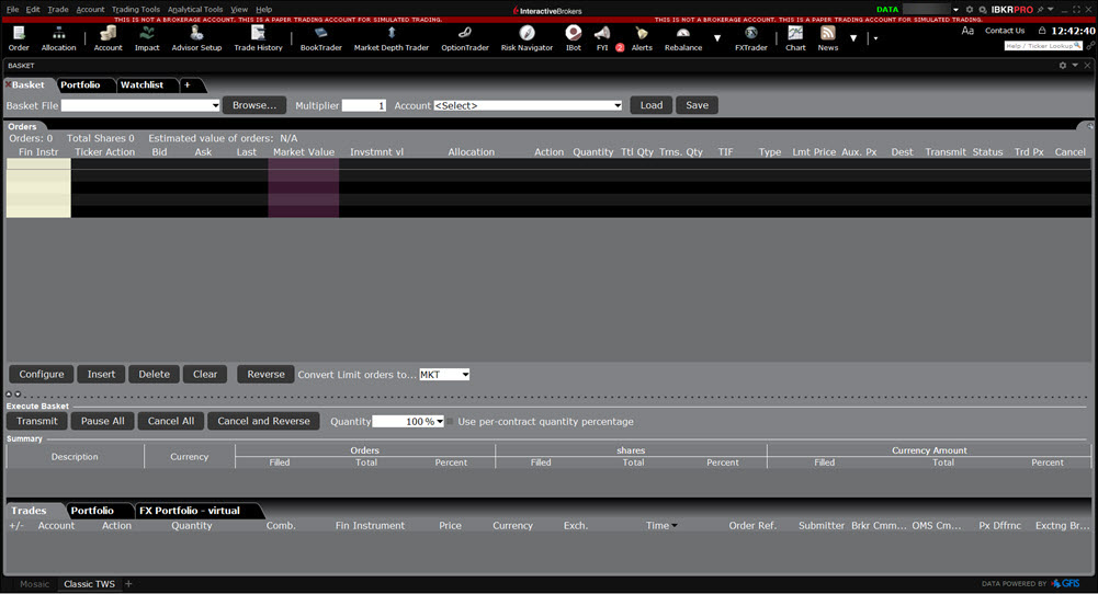 The BasketTrader in TWS. 