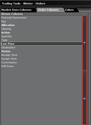 The Change the Column Order in TWS. 