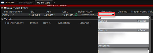 The TWS Blotter Advisor Allocation