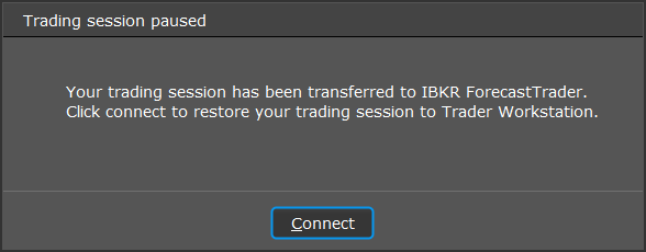 The trading session pauused pop-up in TWS. 