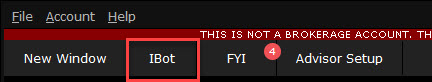 The IBot button in the TWS toolbar. 