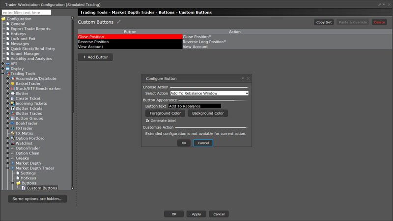 The add button to create a button set in TWS. 