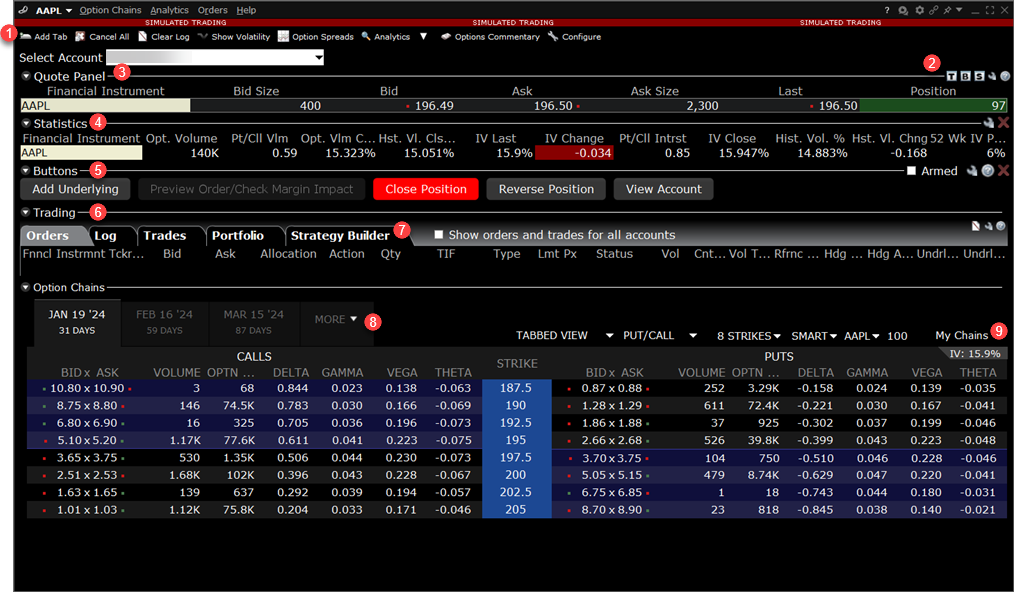 The OptionTrader feature in TWS. 