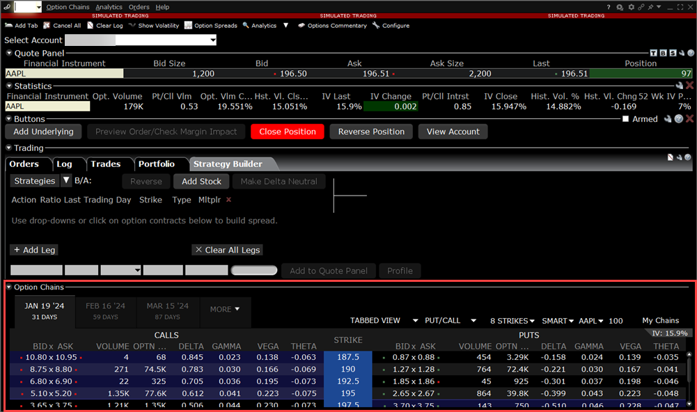 The strategy builder options chanis are in TWS. 