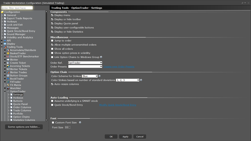 The global configuration in TWS. 