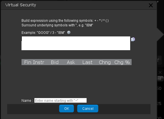 The virtual securities equation builder in TWS. 